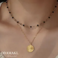 ビーズネックレス ガラスビーズ ネックレス 黒 緑 金属アレルギー対応 おしゃれ ステンレス