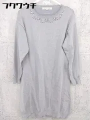◇ MERCURYDUO マーキュリーデュオ ビジュー 長袖 膝丈 ニット ワンピース サイズF グレー レディース 【中古】 【1002802271052】