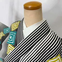 小紋 単衣 洗える着物 胴抜き 裄66.8cm 身丈156cm 花柄 お洒落着 普段着 ポリエステル 白 美品 M サイズ 4383