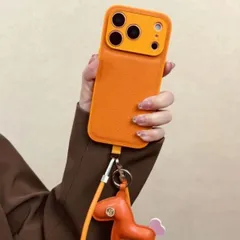 iPhone17 Pro Max / 16 / 15 / 13 対応 ケース｜星宇オレンジ チャーム ハンドストラップ付き 耐衝撃 おしゃれ