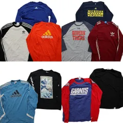 古着卸 まとめ売り スポーツブランドMIX 長袖Tシャツ 10枚セット (メンズ Ｓ /Ｍ ) アディダス リーボック NFL  中古 古着 NA9734