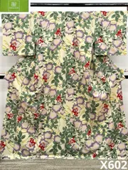 ブランド ポリエステル小紋 芸艸堂 桔梗 萩 X608