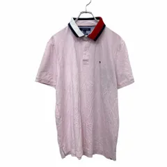 TOMMY HILFIGER 半袖 ロゴ ポロシャツ Lサイズ トミーヒルフィガー ハーフボタン カスタムフィット ピンク 古着卸 アメリカ仕入 t2406-3413