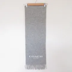 美品 COACH コーチ ロゴ フリンジ ロングマフラー ストール