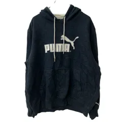 PUMA ロゴスウェット パーカー L～ ブラック プーマ フーディー プルオーバー トップス 古着卸 アメリカ仕入 a708-5766