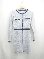 ◇ ⊇◎●未使用● JULIA BOUTIQUE 配色ライン ショート 長袖 ミニ ニットワンピース サイズS サックスブルー レディース E  【1410290068656】