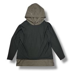 参考上代30800円 DEVOA Layerd hoody cotton knit レイヤードフーディー コットンニット パーカー デヴォア ブラック 3 94465A6