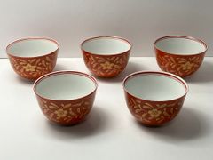 未使用品 木箱入　たち吉　金糸工彩　湯呑茶碗　５客セット