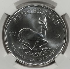 2018 South Africa Silver 1 Rand. NGC MS70