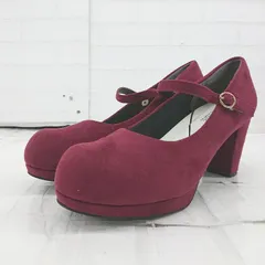 ◇ NUOVO ヌォーヴォ ストラップ ラウンドトゥ ヒール パンプス サイズ L ワインレッド レディース E  【1306050020517】