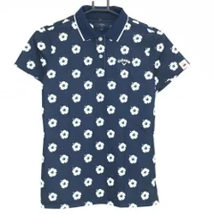 ★SALE価格★【超美品】キャロウェイ 半袖ポロシャツ ネイビー×白 花柄 ロゴ刺しゅう レディース M ゴルフウェア Callaway