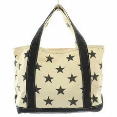 テンベア TEMBEA 星柄トートバッグ ハンドバッグ キャンバス スター バイカラー F 黒 ブラック アイボリー /BB