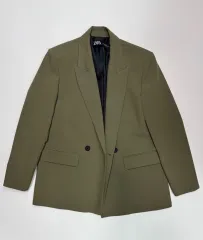 ZARA ブラウン カーキ　クロップド　ライダースジャケット オーバーサイズ ZARA ブラウン カーキ クロップド ライダースジャケット