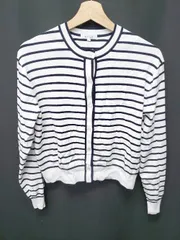 ◇ ⊂ PLST プラステ ボーダー 長袖 カーディガン サイズL ネイビー ホワイト レディース E  【1507010004213】