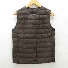 C■ユニクロ/UNIQLO ウルトラライトダウンベスト インナーダウン/スナップボタン【L】濃茶/LADIES/ｍ16【中古】