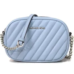 マイケルコース バッグ MICHAEL KORS ヴィーガン レザー ローズ キルティング スモール オーバル カメラバッグ クロスボディ 斜めがけ チェーン ショルダーバッグ ペールブルー 35S1SXOC1U