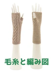 編み物キット タータンで編むケーブル模様のアームウォーマー 毛糸 ゆびなし手袋 ハンドウォーマー ウール 棒針編み ダイヤモンド毛糸