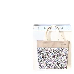 2WAY帆布トート ベージュ×botanical バイオレット