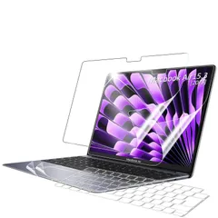 【次回入荷予定なし】反射低減 高い透明感 トラックパッド保護フィルム(2枚) 防水 + 防塵 + 耐磨 JISキーボードカバー（1枚) すり傷防止 保護フィルム(2枚) 指紋防止 専用 対応 A3114/A2941) マックブック (型番: エアー 15 15