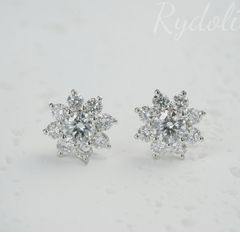 PT950 0.9ct オーダーメイドピアス ラボグロウンダイヤモンド ラウンドブリリアントカット プラチナダイヤピアス  誕生日記念日プレゼントジュエリー フラワーモチーフピアス 華やかで上品なダイヤピアス 定番クラシックダイヤピアス