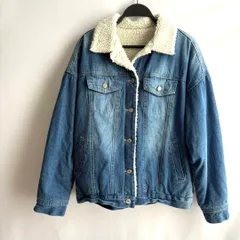 riche glamour デニム　アウタージャケット　内側ボア　M 青　ブルー