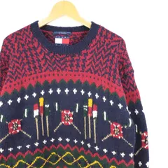 古着 大きいサイズ 90's 旧タグ トミーヒルフィガー ウールセーター メンズUS-XLサイズ tn-0403