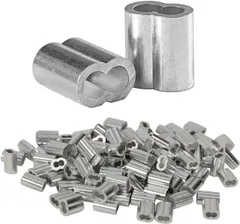 【在庫処分】ワイヤーロープスリーブ 100個セット 1mm/1.5mm/2mm/3mm/4mm アルミスリーブ 8字型 アルミ合金製 スリーブ アルミクランプ管 アルミクリンプループ かしめ機で固定 (2mm)