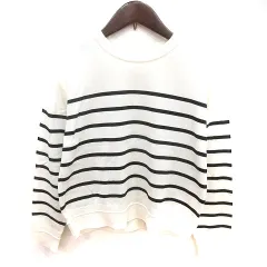 ナノユニバース nano universe ニット カットソー Uネック 長袖 ボーダー 1 アイボリー /RT