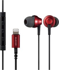 062 エレコム ステレオイヤホン カナル型 Lightning ライトニング マイク付 Fast Music LFS12C 高耐久ケーブル レッド EHP-LFS12CMRD 1.2m