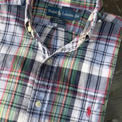 90s Ralph Lauren BLAKE マドラスチェックシャツ　ネイビーミックス