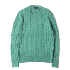 POLO Ralph Lauren ポロ ラルフローレン ニット グリーン サイズ:XS | 現行モデル | ポニー刺繍 ケーブル編み ローゲージ コットン ニット | トップス セーター【メンズ】【中古】