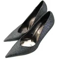 ザラ パンプス ポインテッドトゥ ハイヒール 靴 黒 レディース 39サイズ ブラック×シルバーラメ ZARA 【中古】