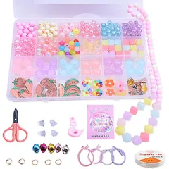【新着商品】工具セット 24マス ビーズアクセサリーキット ビーズ手芸 ビーズバーツ 知育玩具 ビーズ ネックレス ブレスレット スマホのストラップ おもちゃ ハンドメイド DIY 手作り 贈り物 ジュエリー用 お誕生日プレゼント ギフト 収納ケース付きのサムネイル