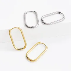 選べる2色！長方形 フープピアス ワンタッチタイプ サージカルステンレス【ste100】