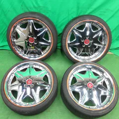 購入廉価WORK LS207 メッキ ホイール&ラジアルタイヤ 18×8.0JJ PCD114.3 5穴 OFF+47 4本セット○ジャンク品 ラジアルタイヤ