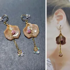 EP③♥エチオピアオパールピアス♥プレシャスオパールピアス♥遊色✨ピアスフックK16GP　エポチャーム　　個性的ピアス　ネックレスチャーム　お守り　パワーストーンアクセサリー　天然石　オパール　ルビー　ハーキマーダイヤモンド