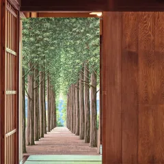 【MINIBOX のれん制作工房 正規販売店舗】【匿名配送 ネコポス 全国送料無料】のれん「並木」85x150cm【日本製】スタジオジブリ 家紋 トトロ 千と千尋の神隠し 風景 景色 和柄 和風目隠し