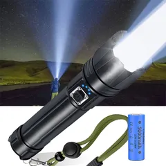超高輝度 懐中電灯 led 強力 軍用 最強 USB 充電式 フラッシュライト IPX67防水 キャンプ 登山 用品 防災 護身用 グッズ26650バッテリーPSE認証済み