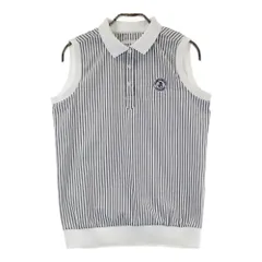 サイズ：1 JACK BUNNY ジャックバニー  ノースリーブポロシャツ シアサッカー ストライプ柄 グレー系 [240101295425]# ゴルフウェア レディース ストスト