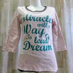 【新品✨タグ付き✨】LAZY DAISY 夢を叶える！✨奇跡のメッセージ 五分袖Tシャツ M ラベンダー 綿100%