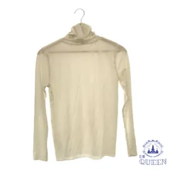 ☆美品☆ earth music&ecology アースミュージックアンドエコロジー トップス タートルネック ニット 無地 リブなし 長袖 レディース ホワイト ベージュ F 901-5534 送料無料 古着