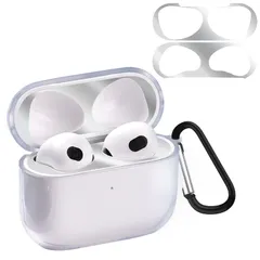 【迅速発送】ANYOI AirPods 3 用 ケース 【ダストガード付き】AirPods 第3世代 ソフトTPU素材 ケース 分離式 防塵 落下防止 耐衝撃 全面保護カバー アップルイヤホン 保護ケース カラビナ付き AirPods 3 対応 保護ケース(ク