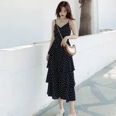 ワンピース ティアードワンピース ワンピドレス 膝下 ロング ロング丈 袖なし ノースリーブ Vネック 襟なし Aライン 綿 かわいい 大人可愛い シンプル カジュアル 大人 アジアン エスニック 大人女子 ラフ キュート セクシー 柄 小花柄 ドット柄 水玉