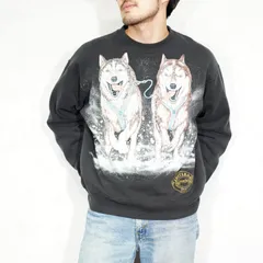 *SPECIAL ITEM* 90's USA VINTAGE Hanes ACTIVE WEAR SIBERIAN HUSKY PRINT DESIGN SWEAT SHIRT/90年代アメリカ古着シベリアンハスキープリントデザインスウェット