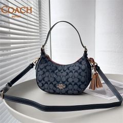 COACHバッグ C8163 デニムマルチ ハンドバッグ　2WAY　ショルダーバッグ レディースバッグ　脇下バッグ　半月型　アウトレット品