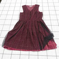 ◇ ⊂ Jnorii ジノリー ドット ノースリーブ ミニ丈 ワンピース サイズM レッド系 マルチ レディース E  【1509180008084】