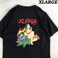 XLARGE プリントTシャツ エロT セクシーガール ピンナップガール 春画 ロゴ ショートスリーブ 半袖カットソー ブラック 黒 エクストララージ