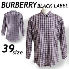 BURBERRY BLACK LABEL バーバリーブラックレーベル メンズ 長袖シャツ 39 綿 コットン D1L12-411-28 刺繍ロゴ 三陽商会 日本製 チェック柄 マルチカラー系 (D050)★