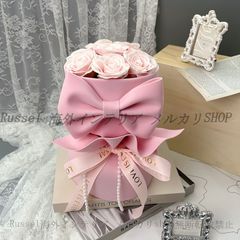 造花 薔薇 バラ 花束 エレガント リボン おしゃれ かわいい インテリア 人工 フェイク フラワー デコレーション ギフト ピンク 赤