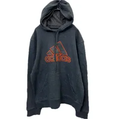 adidas ロゴスウェット パーカー M ダークグレー アディダス 裏起毛 プルオーバー ビッグロゴ 古着卸 アメリカ仕入 a709-5397